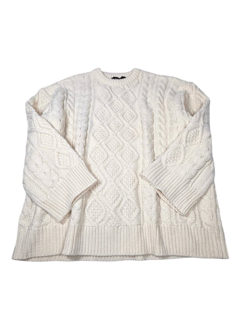 Lioness Gigi Oversized Fisherman Sweater L Chunky Slouchy Boxy Boho Ivory - Picture 2 of 14